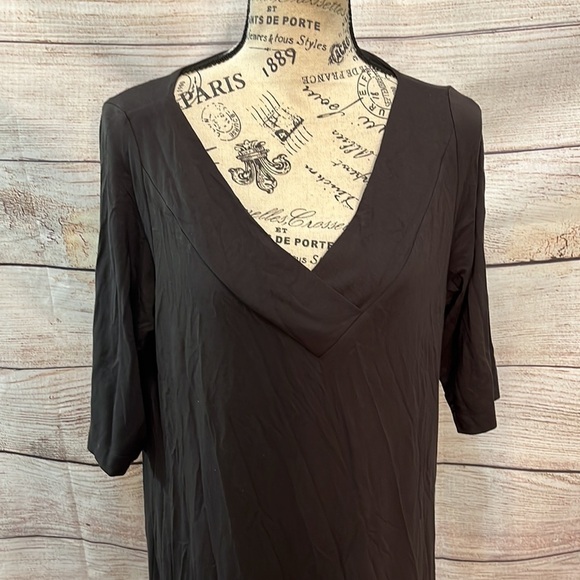 Eileen Fisher Dress Boxy V-neck Short Sleeves Brown Size Large System - Picture 1 of 10